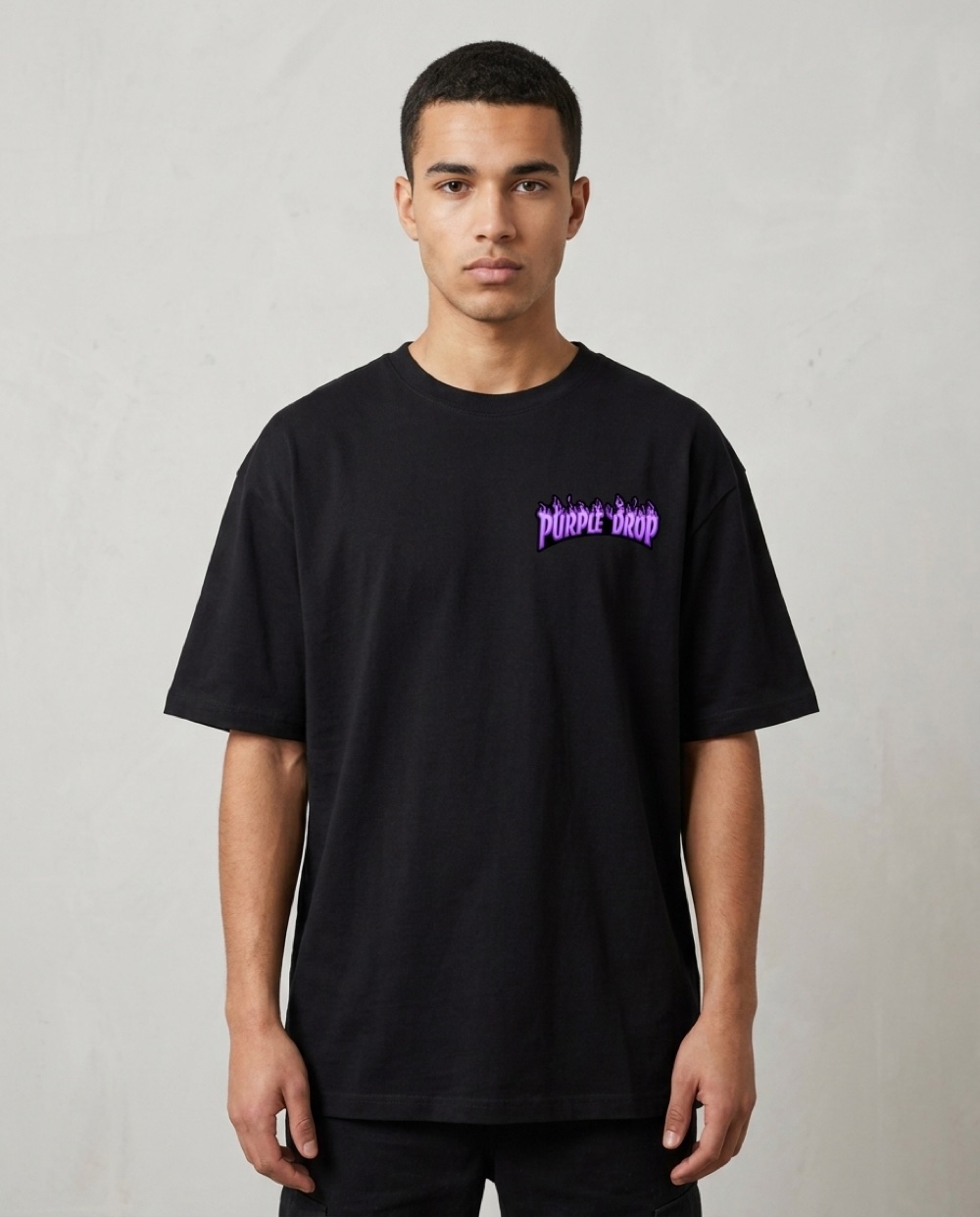 Tee · Flammes — Noir